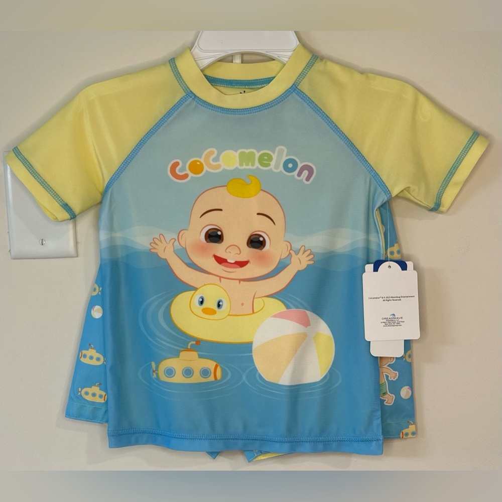 Cocomelon Toddler Boys Swim Shirt/Trunks Set NWT Size 4T